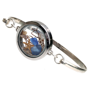 Under The Sea - Blue Sea Glass Beach Bangle Locket Bracelet